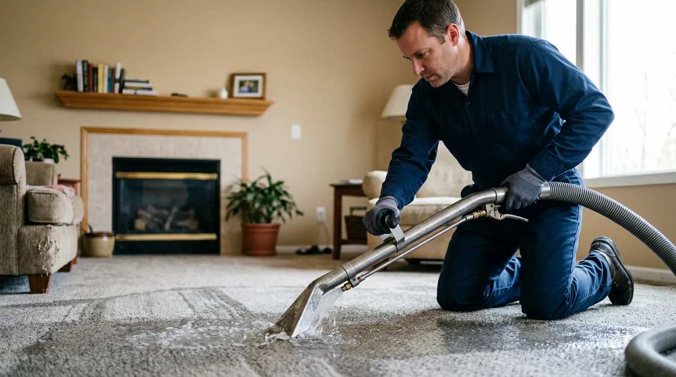 Water damage restoration technician working near Nanticoke, PA